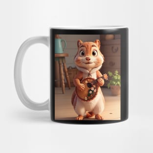 Aesthetic Cottagecore Floral Cute Squirrel Playing Banjo Mug